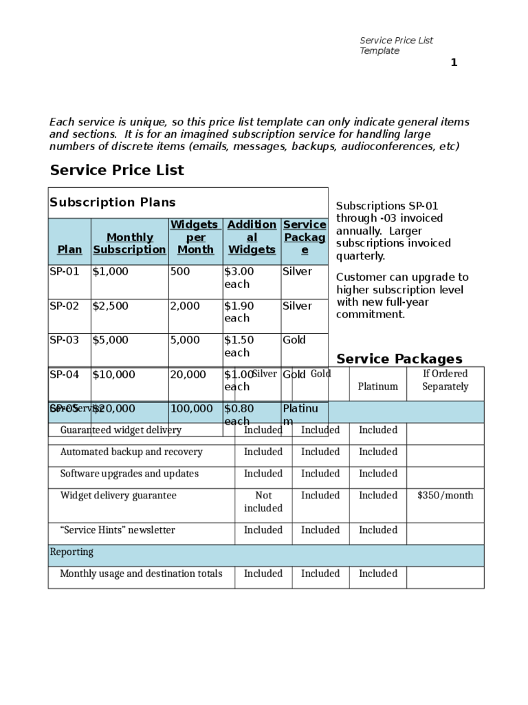 Detail Excel Price List Template Free Nomer 56