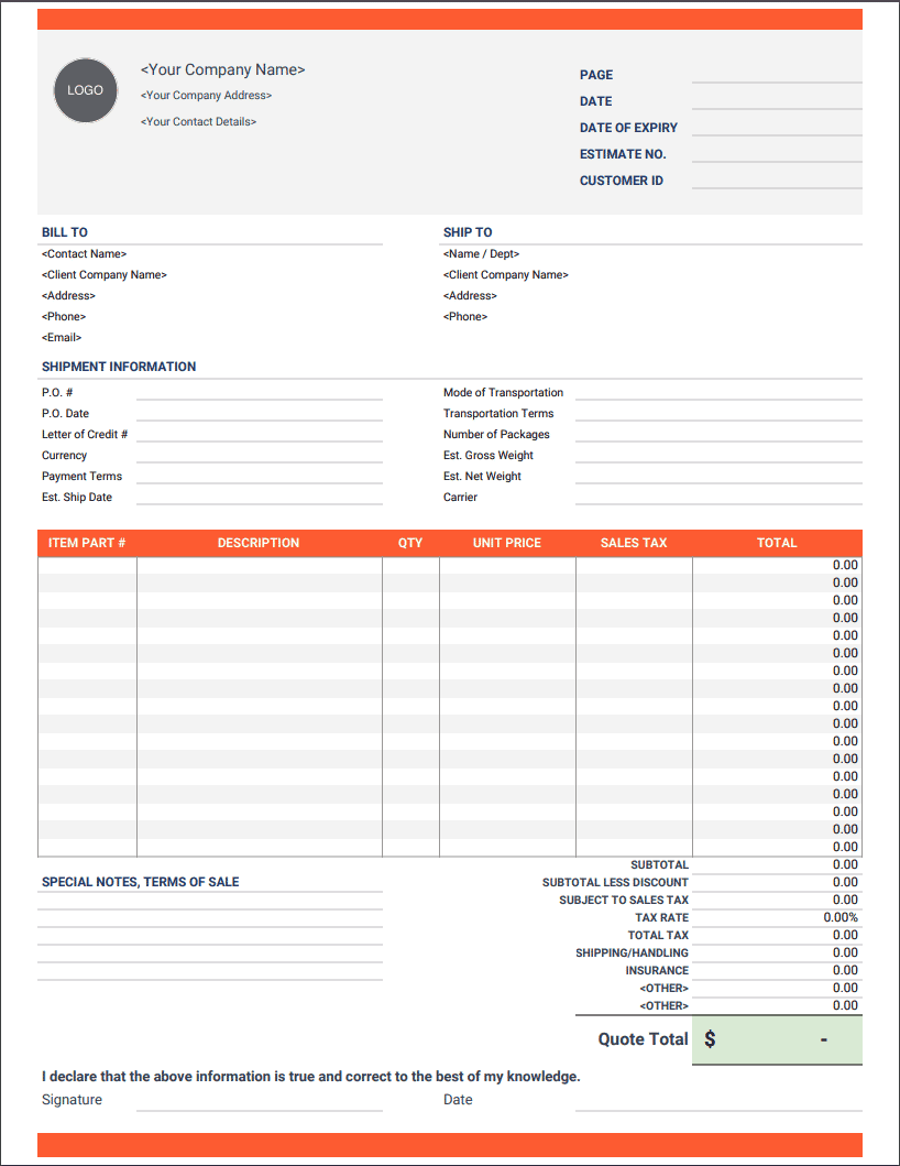 Detail Excel Proforma Invoice Template Nomer 4