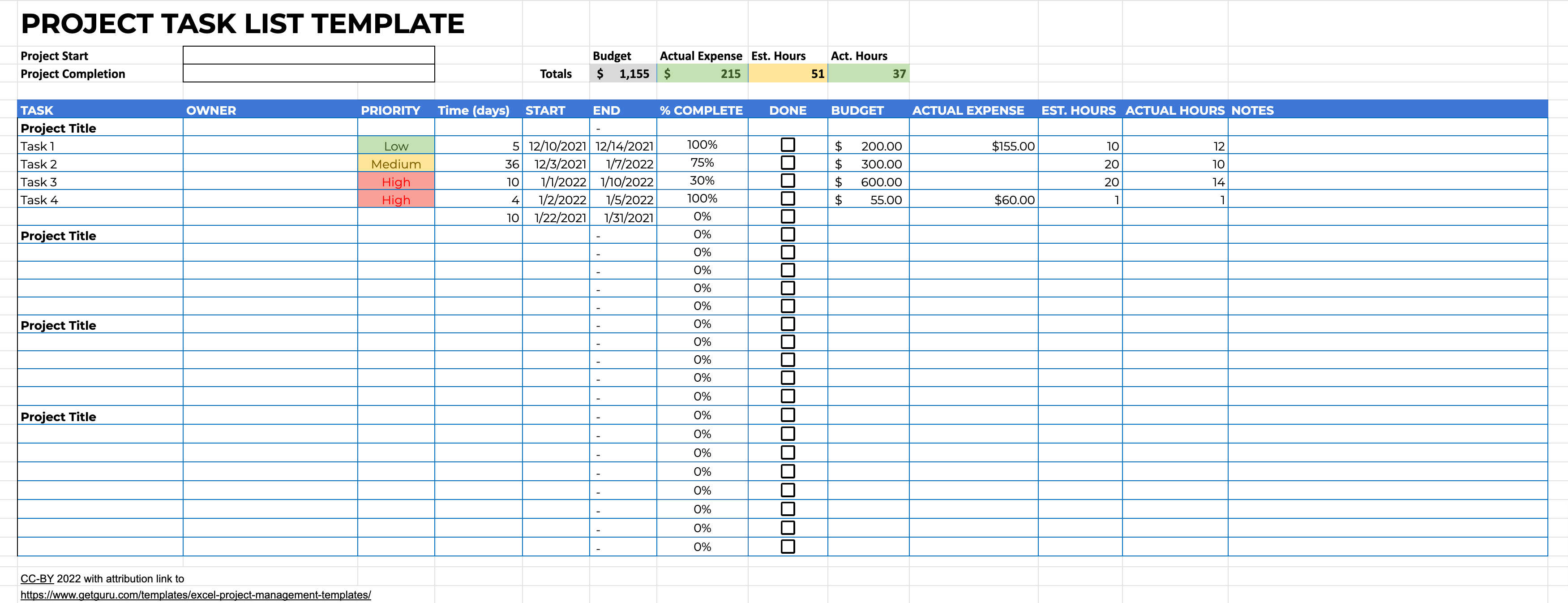 Detail Excel Project Management Template Nomer 8