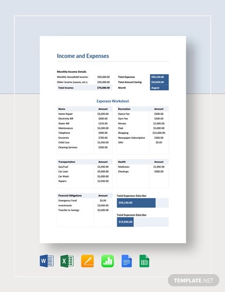 Detail Excel Revenue And Expense Template Nomer 31