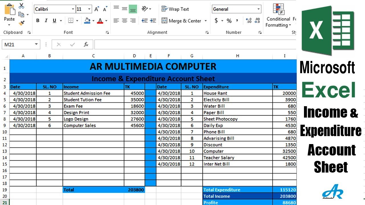 Detail Excel Revenue And Expense Template Nomer 10