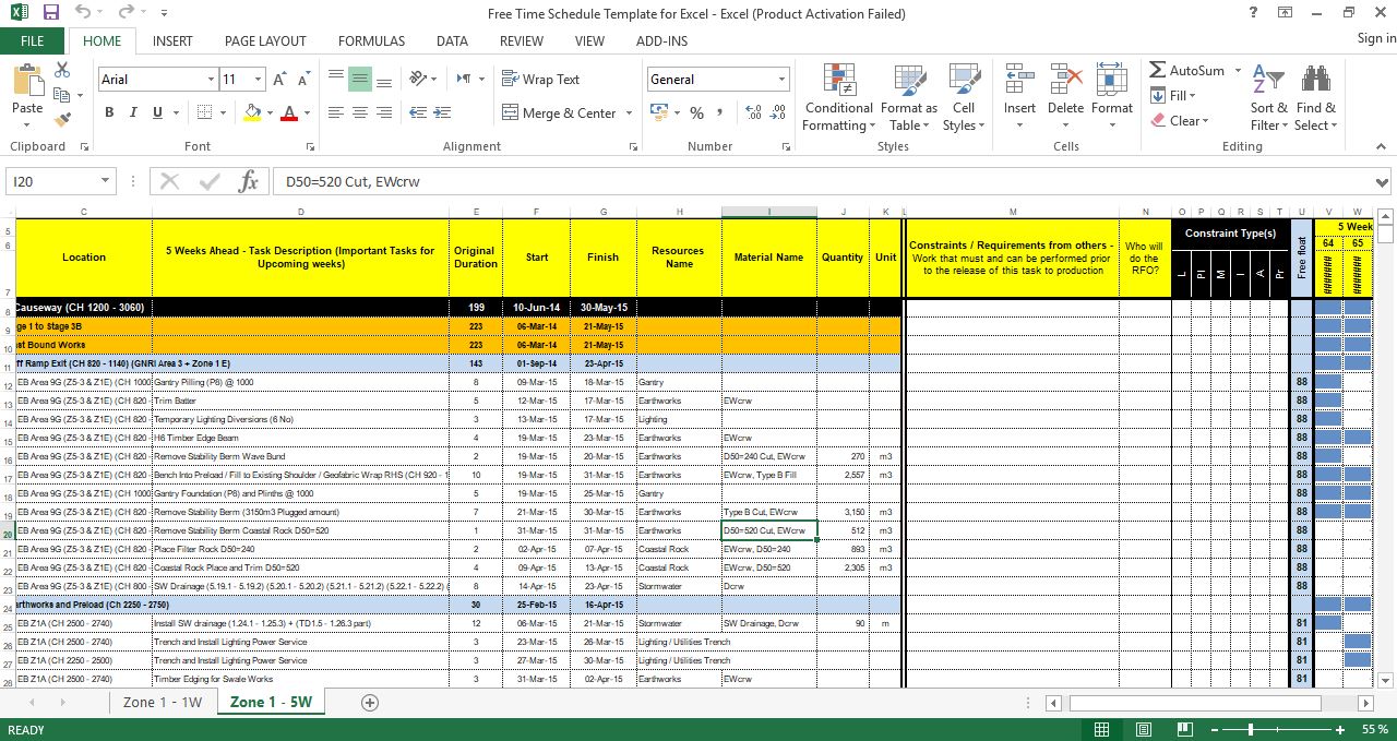 Detail Excel Schedule Template Nomer 16