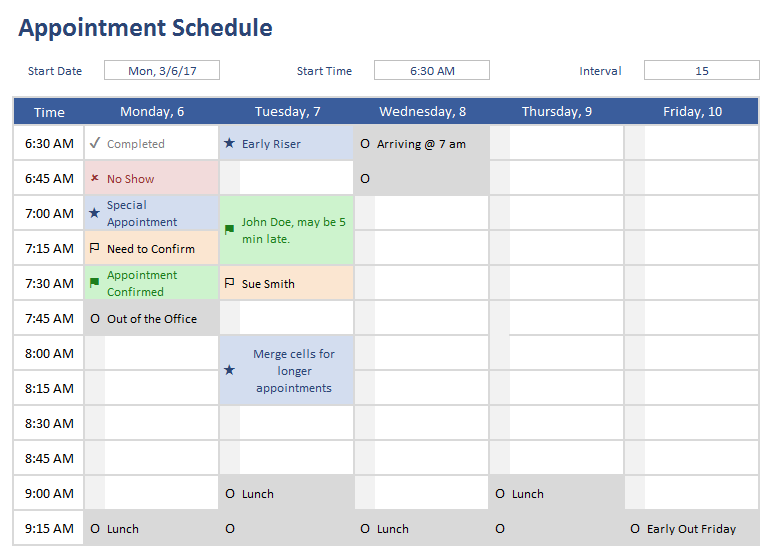 Detail Excel Schedule Template Nomer 4