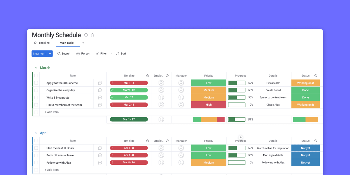 Detail Excel Schedule Template Nomer 32