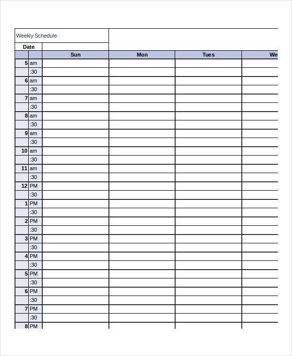 Detail Excel Schedule Template Nomer 33