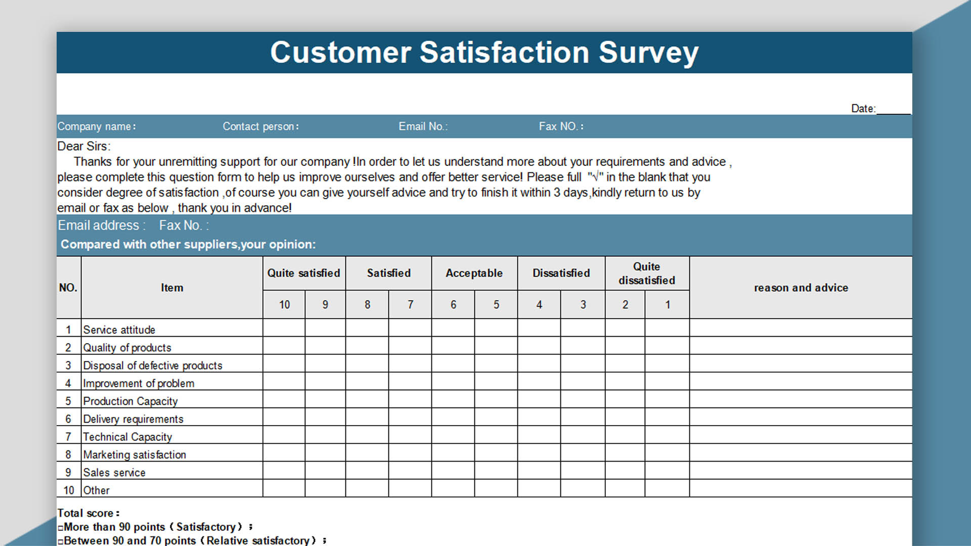 Detail Excel Survey Form Template Nomer 4