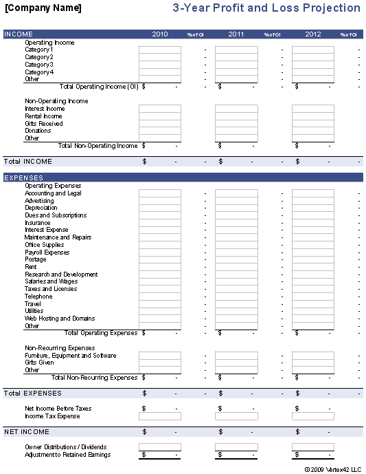 Detail Excel Template Profit And Loss Statement Nomer 3