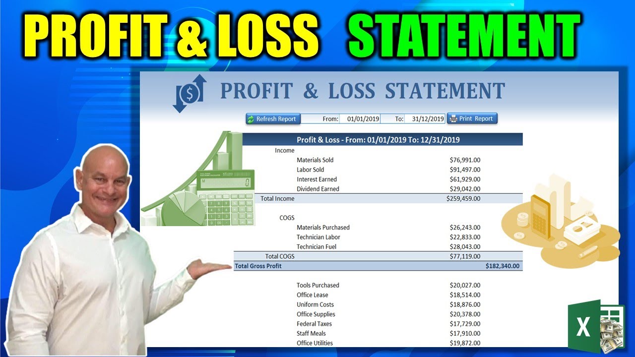 Detail Excel Template Profit And Loss Statement Nomer 30