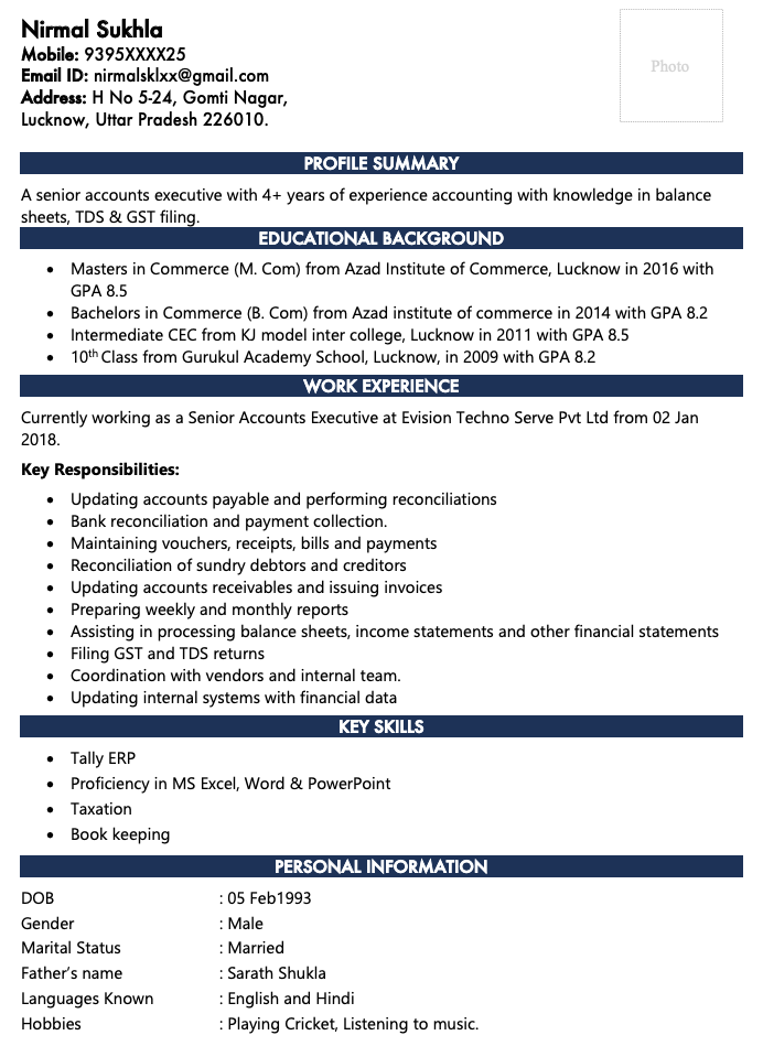 Detail Executive Resume Template Download Nomer 46