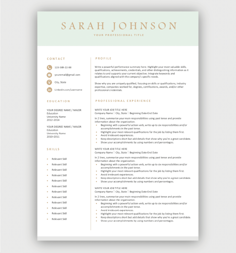 Detail Executive Resume Template Download Nomer 56