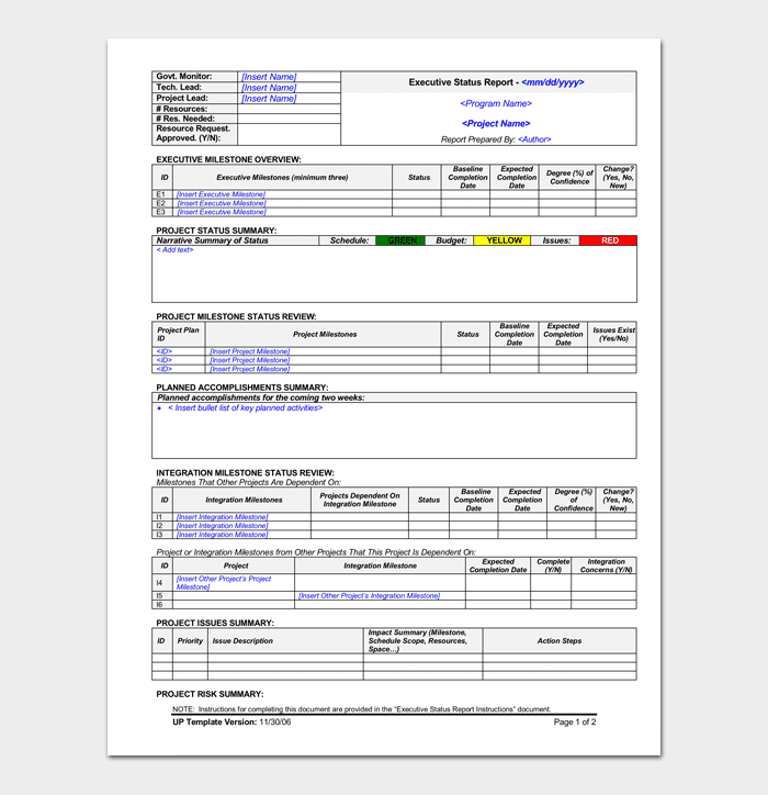 Detail Executive Status Report Template Nomer 28