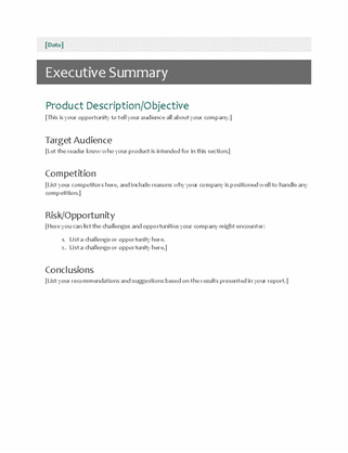 Detail Executive Summary Template Nomer 2