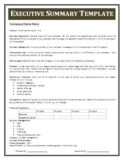 Detail Executive Summary Template Nomer 5