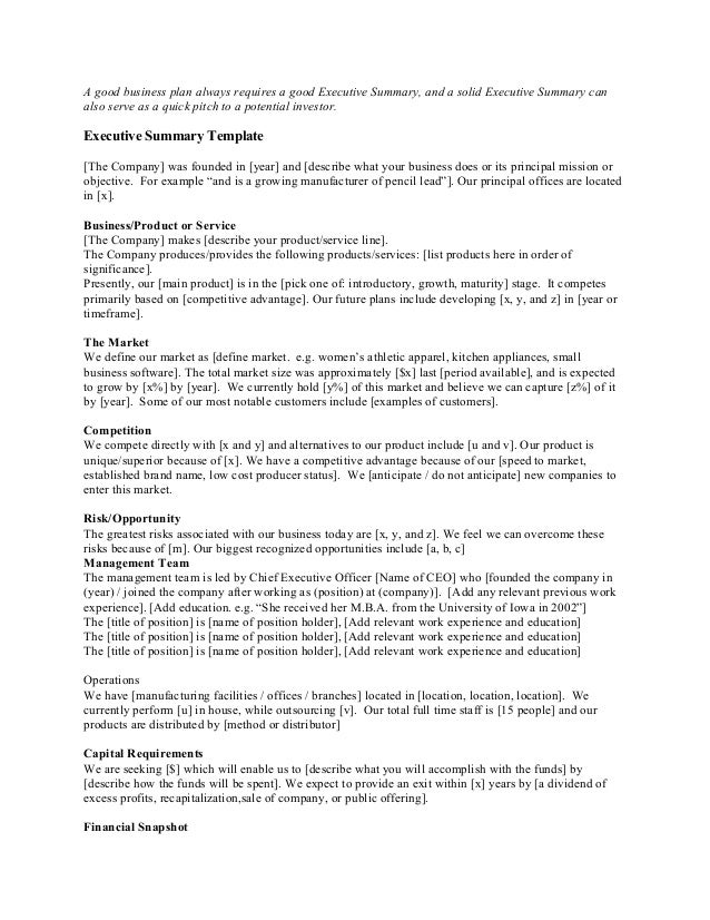 Detail Executive Summary Template Nomer 55