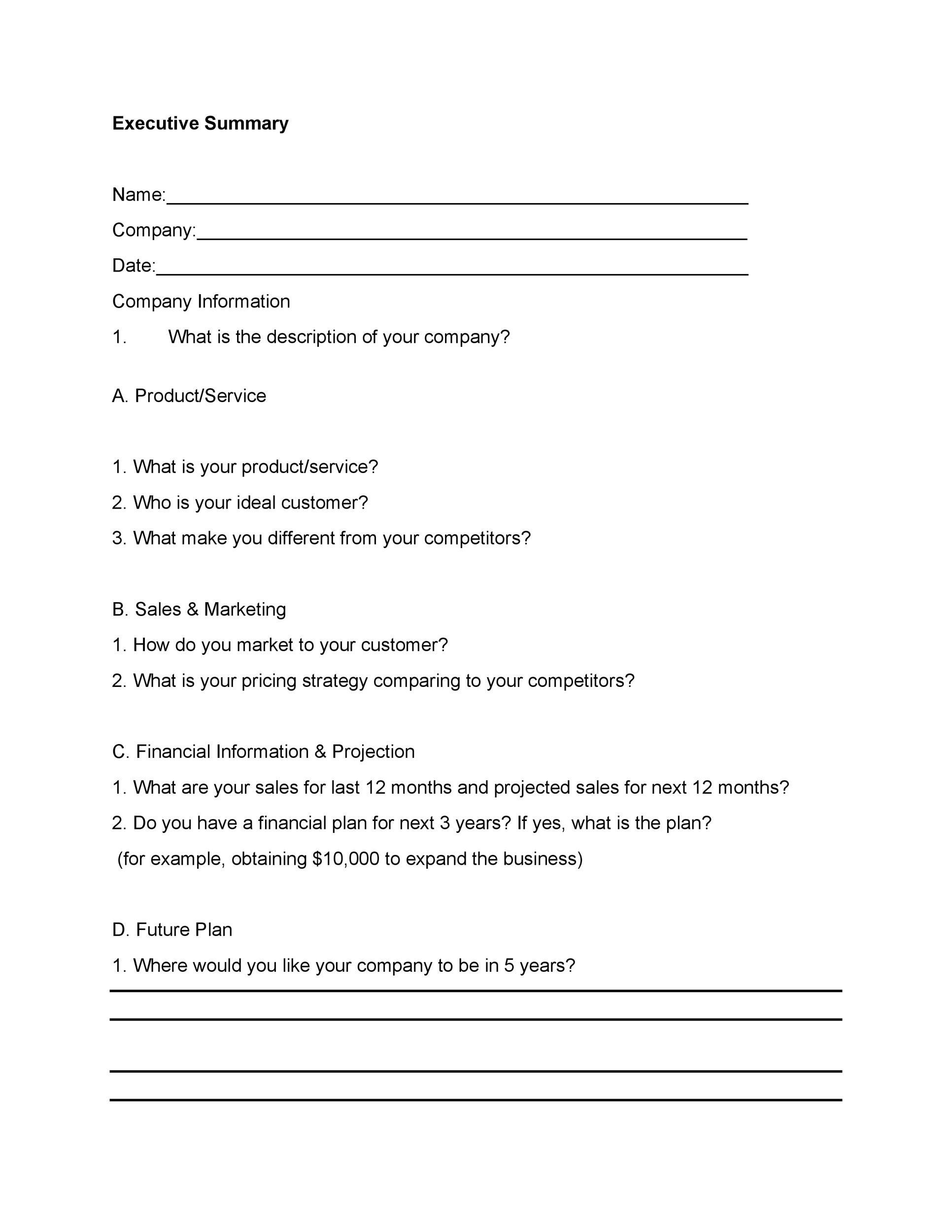 Detail Executive Summary Template Nomer 10