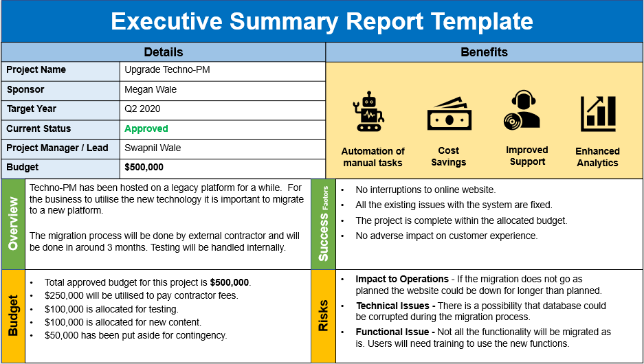 Detail Executive Summary Template Ppt Free Download Nomer 29