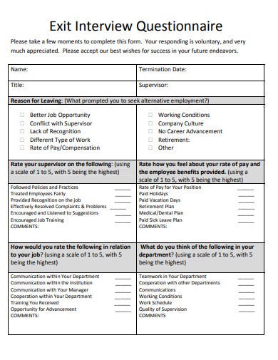 Detail Exit Interview Survey Template Nomer 22