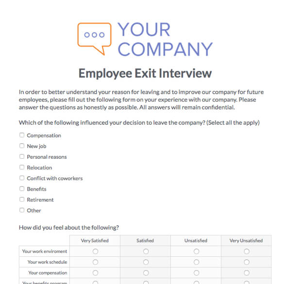 Detail Exit Interview Survey Template Nomer 25