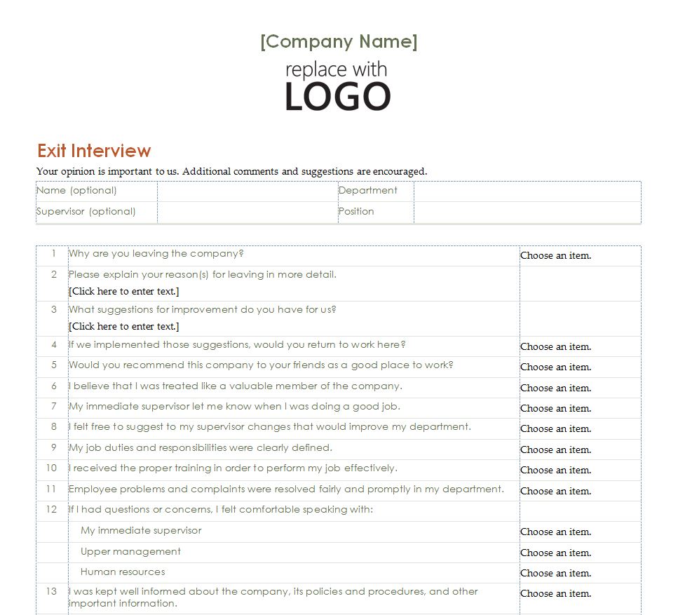 Detail Exit Interview Survey Template Nomer 31