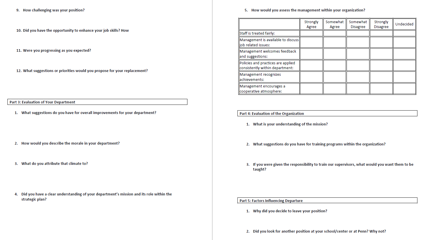 Detail Exit Interview Survey Template Nomer 38