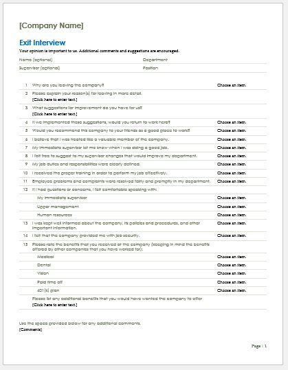 Detail Exit Interview Survey Template Nomer 50