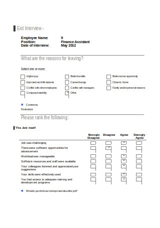 Detail Exit Interview Survey Template Nomer 52