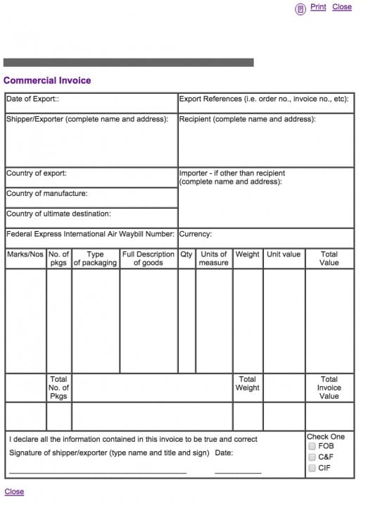 Detail Export Commercial Invoice Template Nomer 13