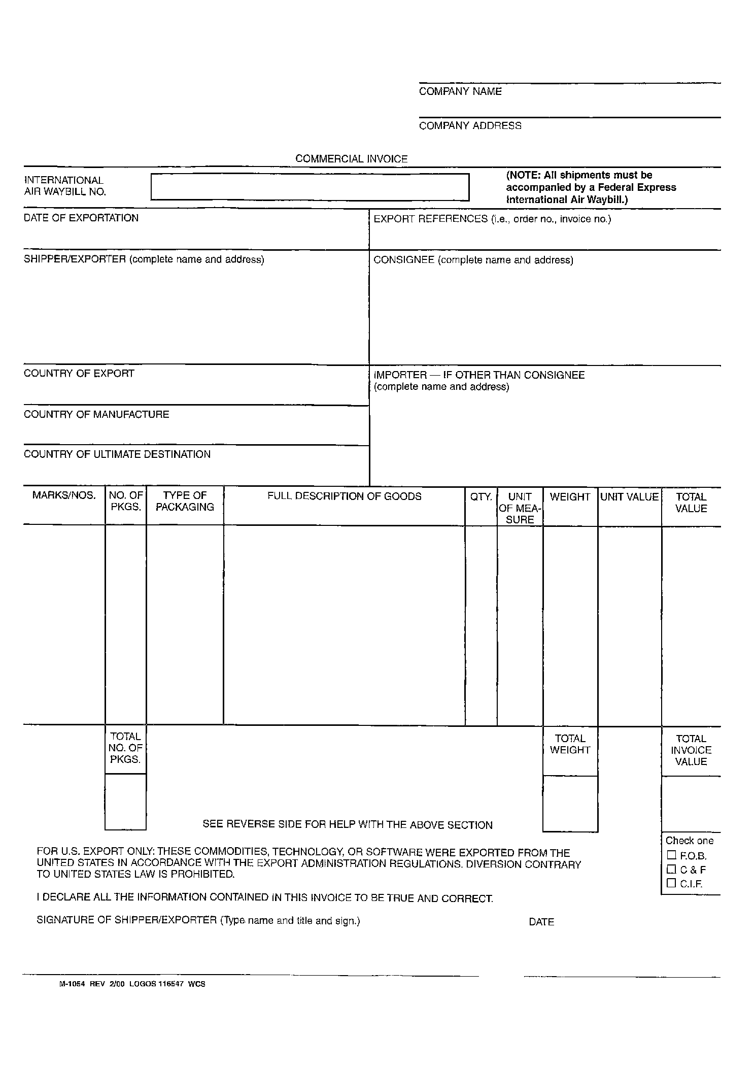 Detail Export Commercial Invoice Template Nomer 26