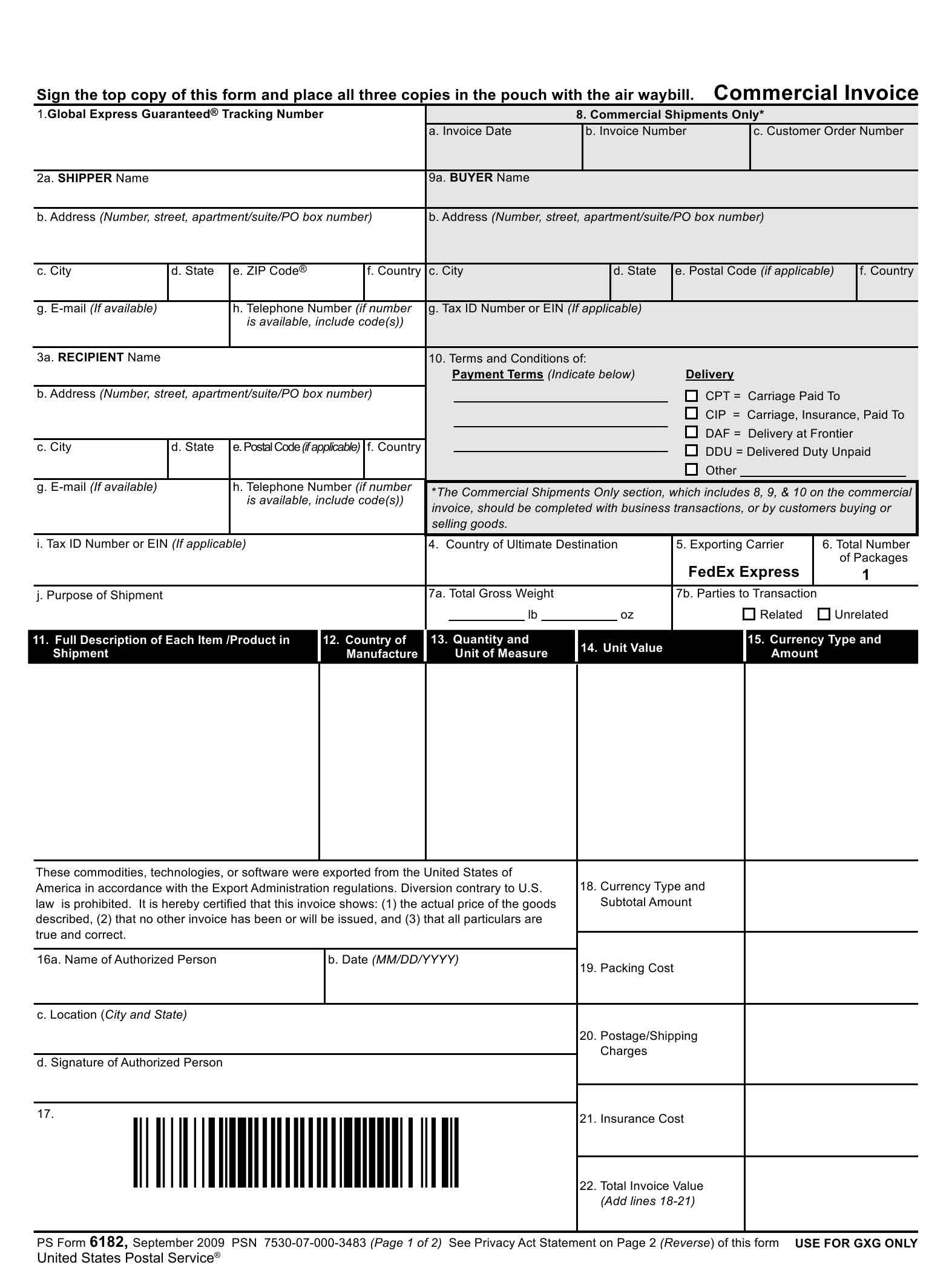 Detail Export Commercial Invoice Template Nomer 32