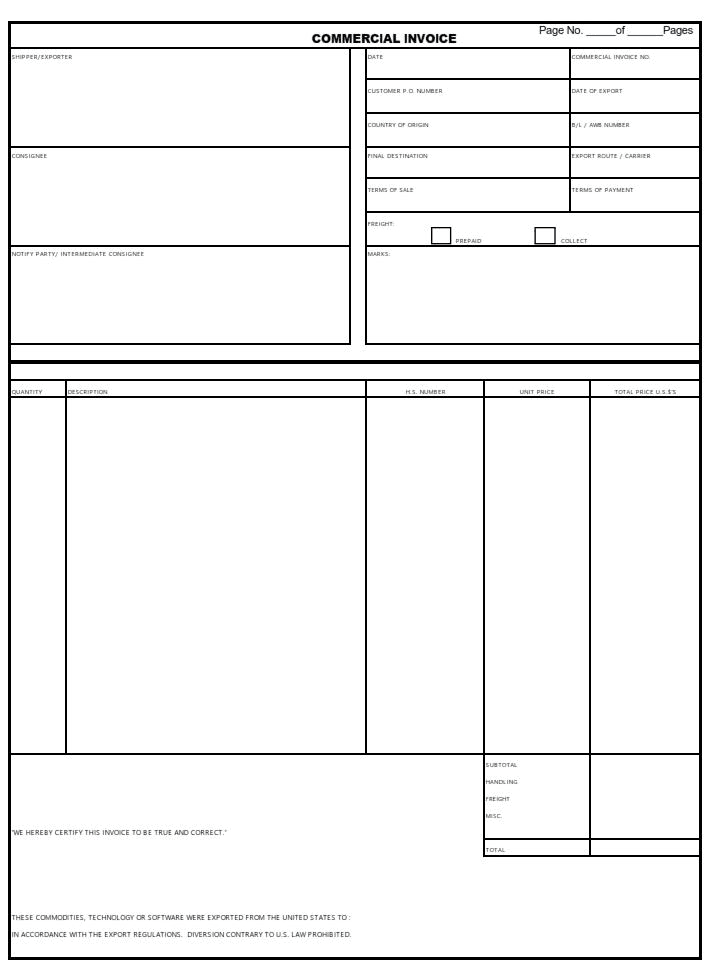 Detail Export Commercial Invoice Template Nomer 36