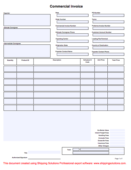 Detail Export Commercial Invoice Template Nomer 5