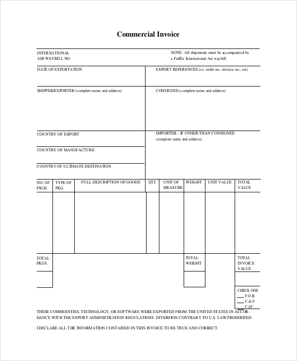 Detail Export Commercial Invoice Template Nomer 47