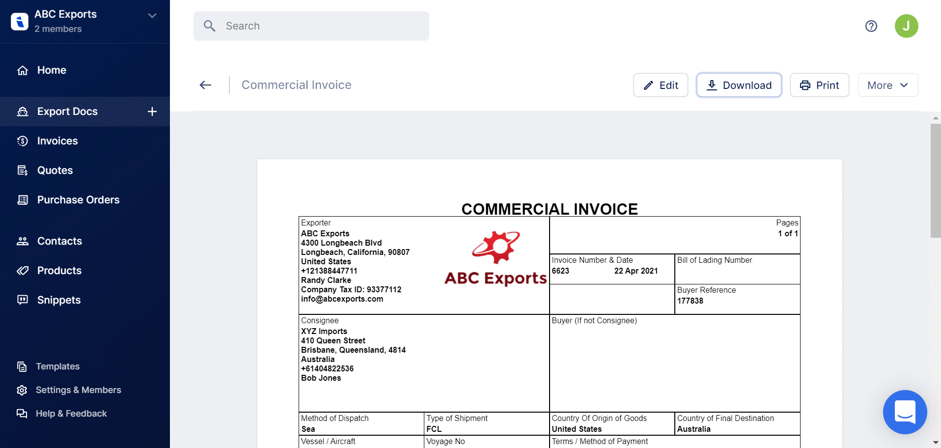 Detail Export Commercial Invoice Template Nomer 52