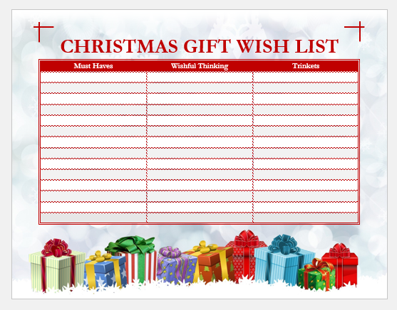 Detail Family Wish List Template Nomer 11