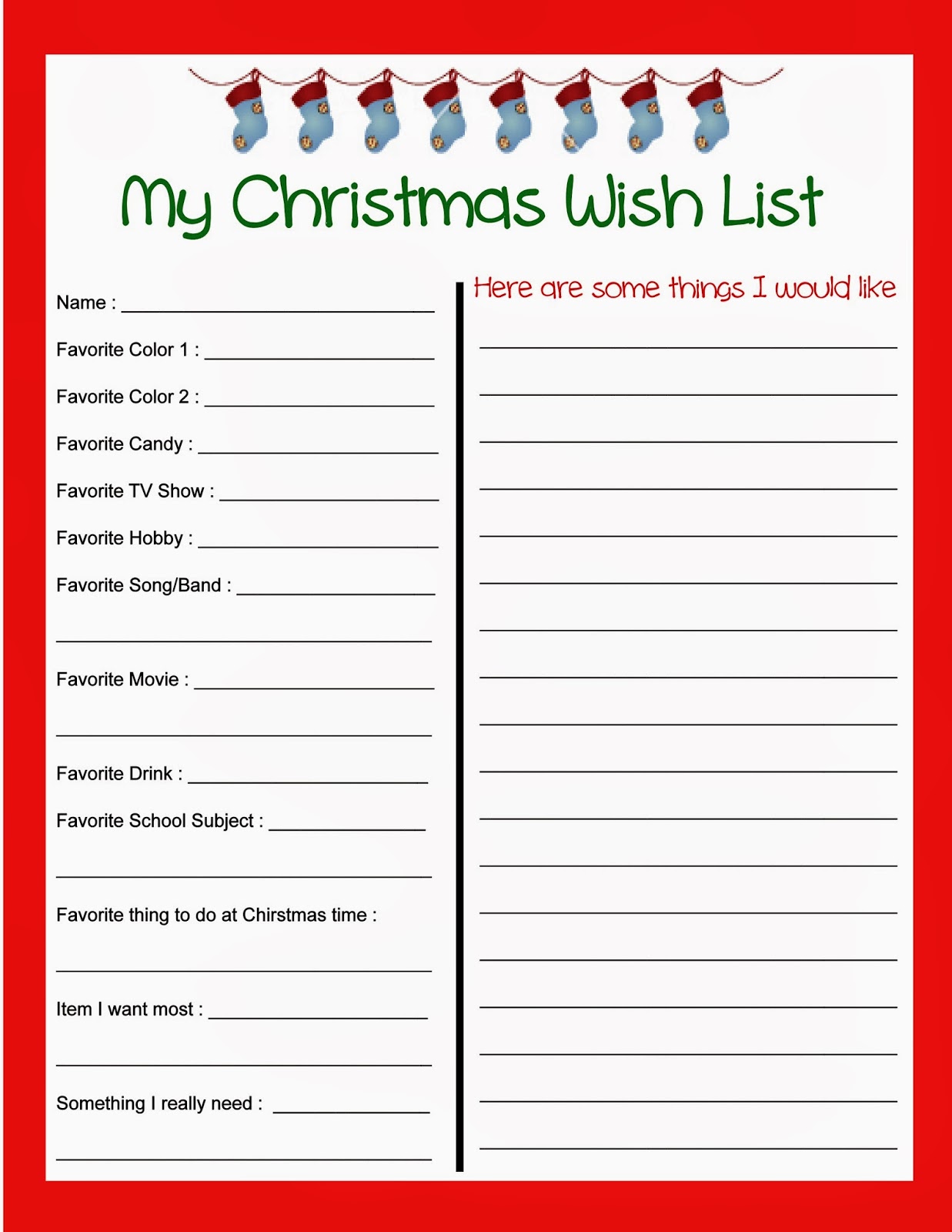 Detail Family Wish List Template Nomer 13