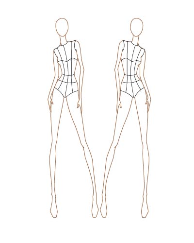 Detail Fashion Sketch Template Female Nomer 13