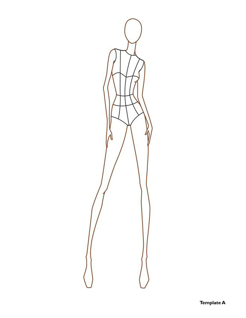 Detail Fashion Sketch Template Female Nomer 28