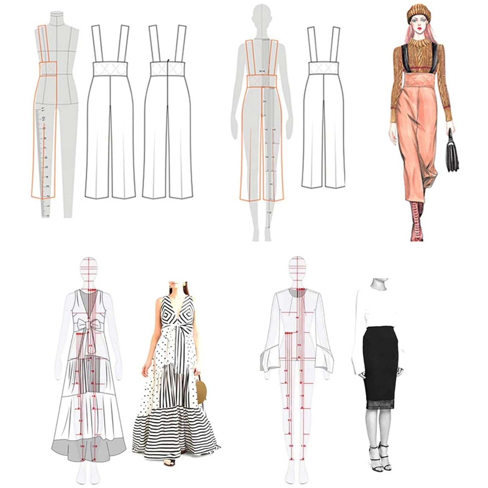 Detail Fashion Sketch Template Female Nomer 49