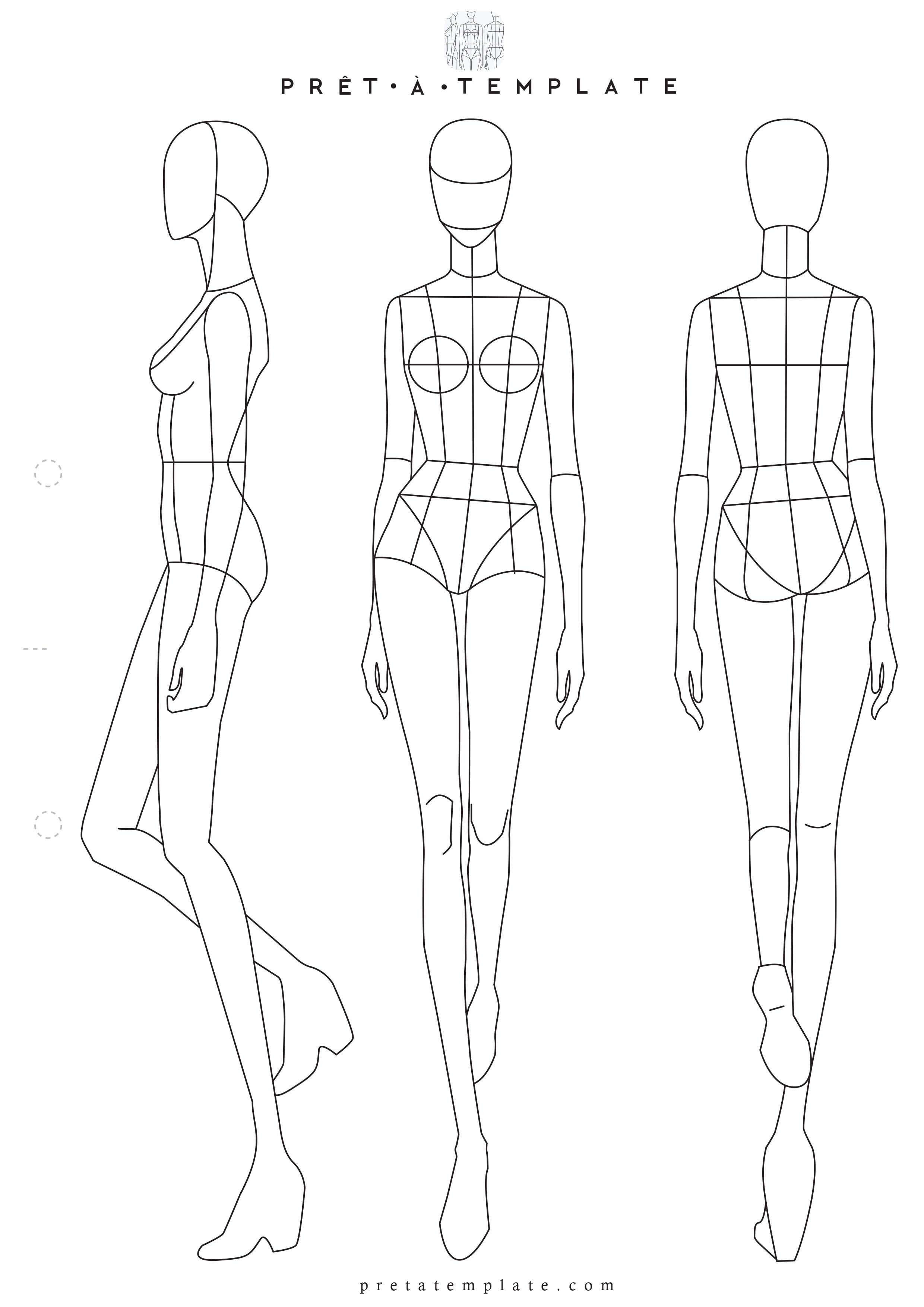 Detail Fashion Sketch Template Female Nomer 10