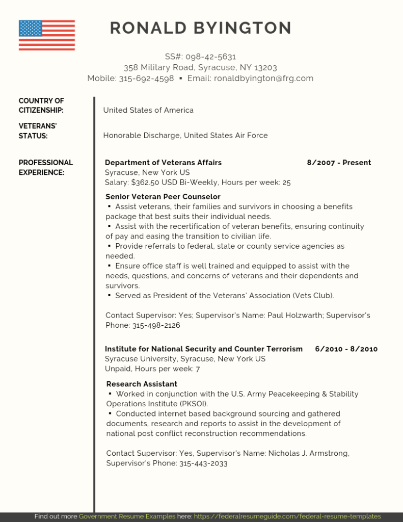 Detail Federal Resume Template Nomer 10