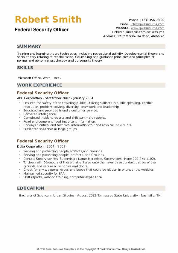 Detail Federal Resume Template Nomer 30