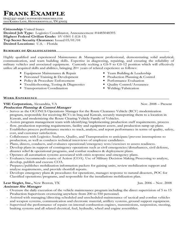 Detail Federal Resume Template Nomer 6