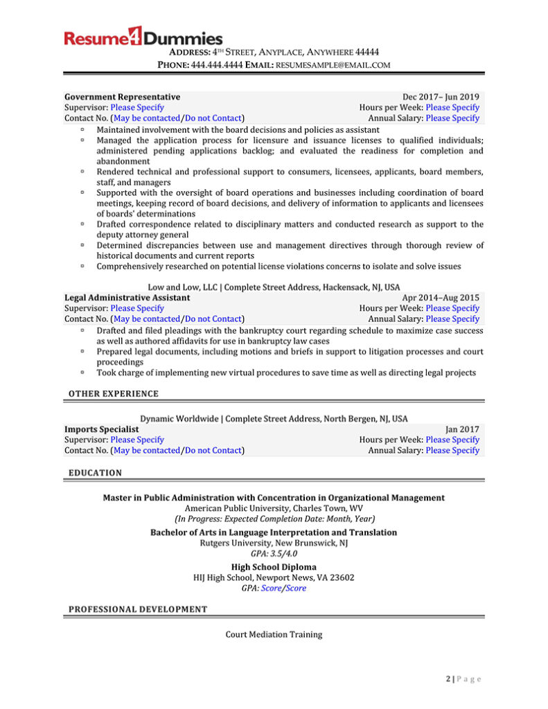 Detail Federal Resume Template Nomer 52