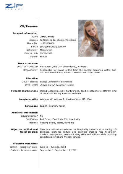 Detail Fillable Blank Resume Template Nomer 29