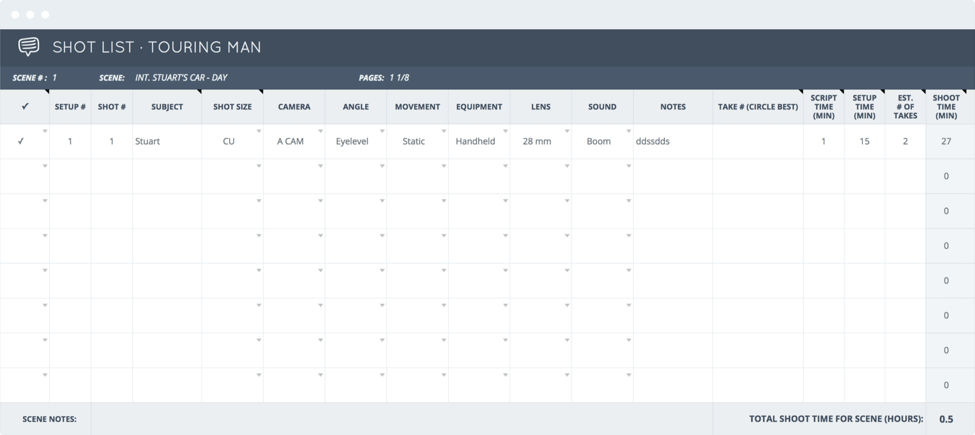 Detail Film Shot List Template Excel Nomer 11