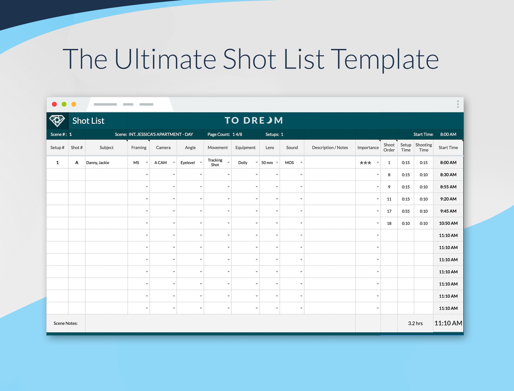 Detail Film Shot List Template Excel Nomer 13