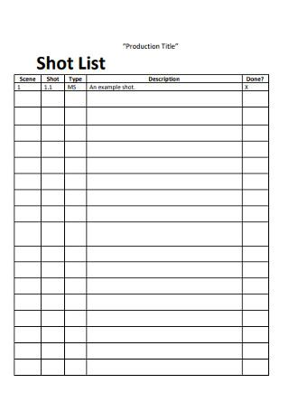 Detail Film Shot List Template Excel Nomer 18