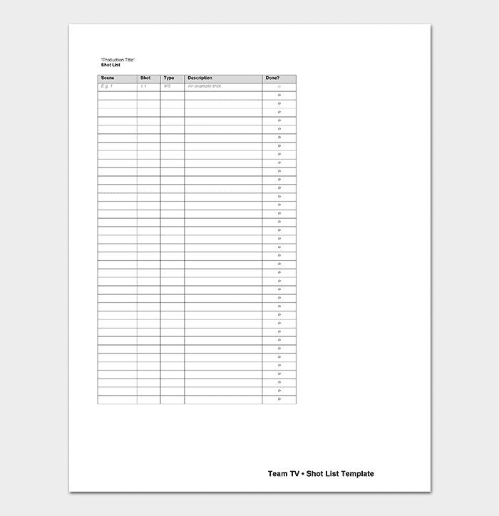 Detail Film Shot List Template Excel Nomer 22
