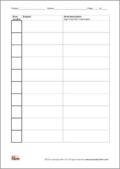 Detail Film Shot List Template Excel Nomer 29