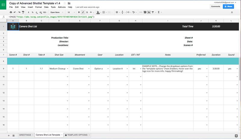 Detail Film Shot List Template Excel Nomer 33